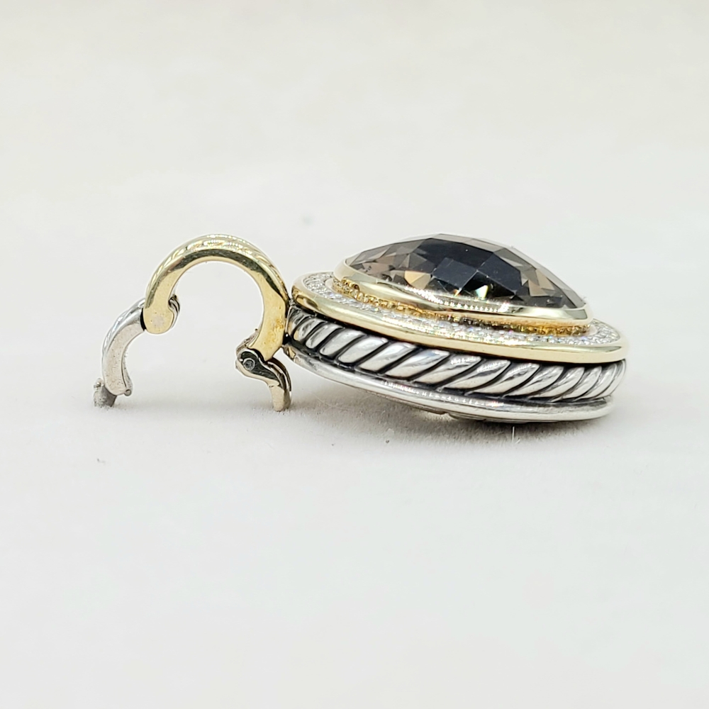 David Yurman Cerise Pendant Enhancer With Smoky Quartz Diamonds And Gold - Picture 5 of 9